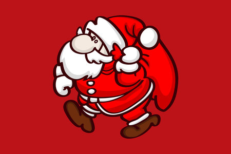 Cute Funny Santa Mascot Cartoon Character Vector Logo Designのイラスト素材