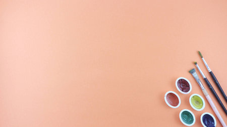 Paint & Brushes on Side (Organized)の写真素材