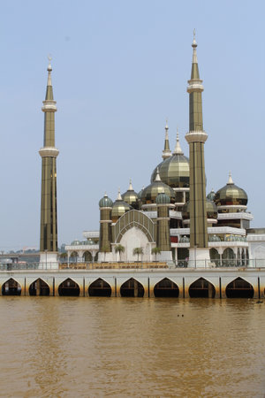 Terengganu Crystal Mosque by the riversideのeditorial素材