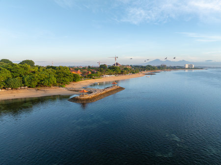 Aerial view of the city of Vang Vieng, Laosの写真素材