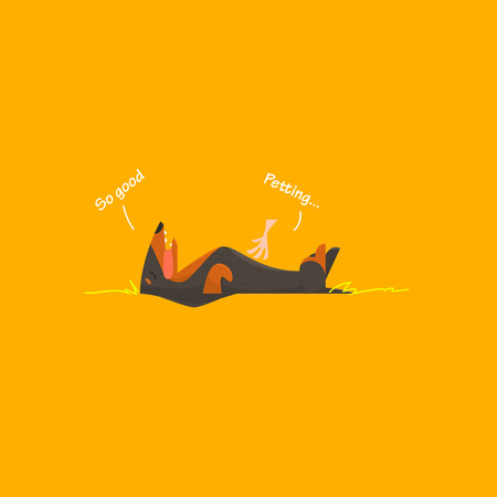 Illustration of a cartoon Dachshund. Lovely dog. Vector illustration in cartoony style for your progect.のイラスト素材