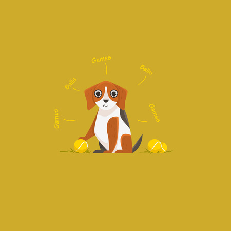 Illustration of a cartoon Beagle. Lovely dog. Vector illustration in cartoony style for your progect.のイラスト素材