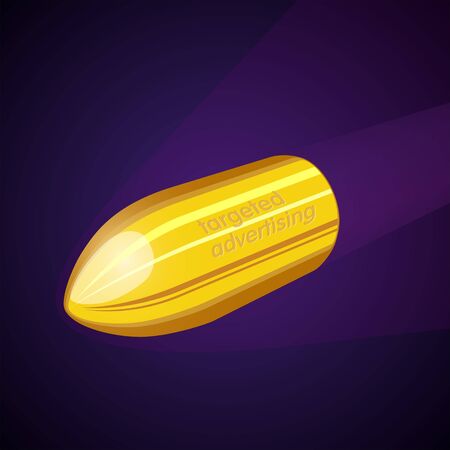 The flying bullet with the words  Targeted advertising   のイラスト素材