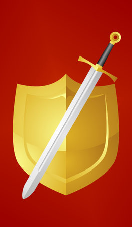 Golden shield and a sward  のイラスト素材
