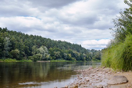 Neman River Before Rain Under Sky With Heavy Cloudsの写真素材