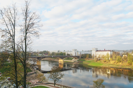 Kirov Bridge In Vitebsk Belarus Under Autumn Skyの写真素材