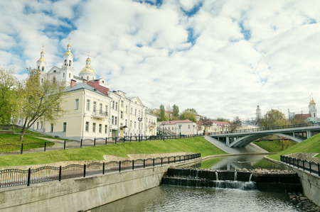 Svyato-Duhov Monastery And Vitba River In Vitebsk Belarus In Autumnの写真素材
