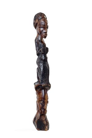 African Figurine at Three-Quarter Over White Backgroundの写真素材