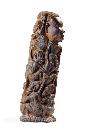African Wooden Figurine Half-Face Over White
の写真素材
