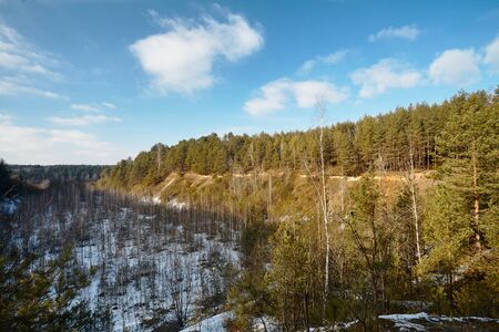 Old chalk mountain in Grodno Belarus in winterの写真素材