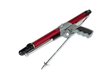 Old Speargun with Harpoon Isolated Over Whiteの写真素材