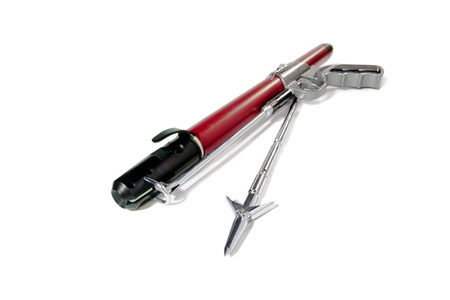 Speargun with Metal Harpoon Isolated Over Whiteの写真素材