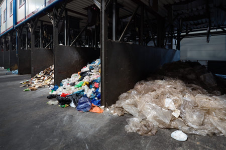 Modern plant of waste sorting and recycling. Separate collection and sorting of plastic waste...