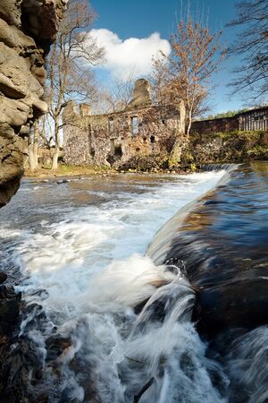 Ruins of old mill in Grodno Belarus in sunny spring dayの写真素材