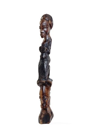 Typical examples of African art - African Figurine at Three-Quarter Over White Backgroundの写真素材