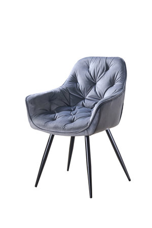 Soft comfortable grey modern chair, isolated on white background.の写真素材