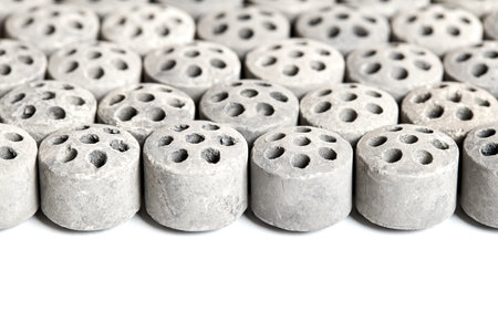 Carbon dioxide reforming of methane nickel catalyst seven holes cylinder pellet form shape methanol synthesis industrial petrochemical background, selected focus close up shot with copyspace.の写真素材