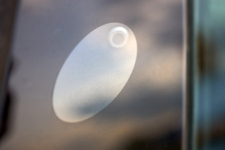 Closeup Autopilot camera mounted on pillar modern car.の写真素材