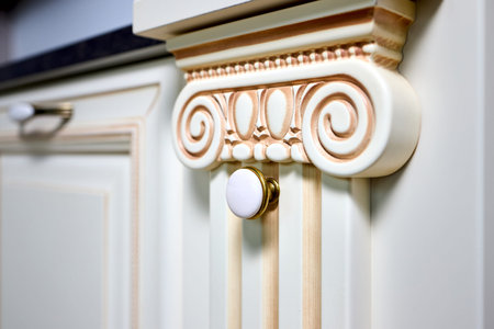 Zinc Alloy Antique Bronze Ceramic White Cabinet little round Handle selective focus close up shot....