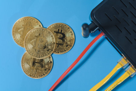 Bitcoins and internet router.