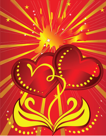 Two heart in sun beamsのイラスト素材