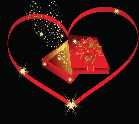 Celebratory box in heartのイラスト素材
