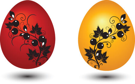 Easter eggs with decor elements on a white backgroundのイラスト素材