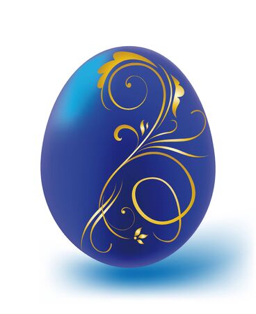 Dark blue an Easter egg with an ornamentのイラスト素材