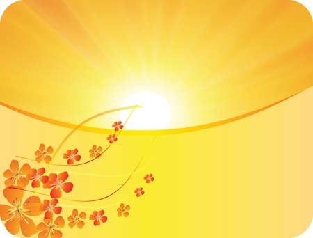 Summer picture with the sunのイラスト素材