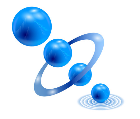 Abstract background with molecules spheres reflective surface.のイラスト素材