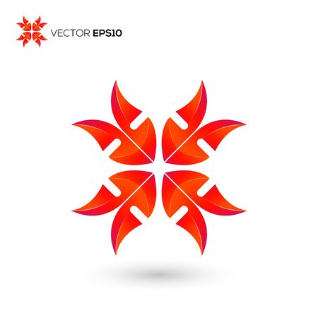illustration vector graphics of flower logo that is in bloom with red and orange gradations of color.perfect for plant logos, flower brands, flower businesses etc.のイラスト素材