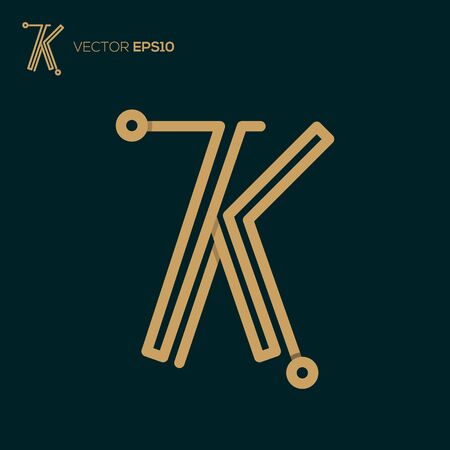 illustration vector graphics of the letter K logo with a minimalist style and monolineのイラスト素材