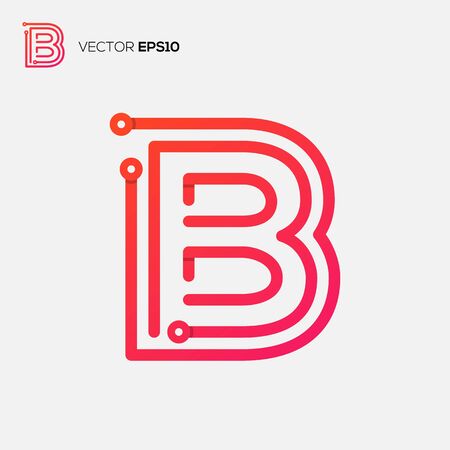 illustration vector graphics of the letter B logo with peach color and color gradation, perfect for the initials letter B, brand, business, identity B, company name B, real estate, monoline  etc.のイラスト素材
