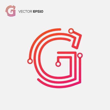 illustration vector graphics of the letter G logo with peach color and color gradation, perfect for the initials letter G, brand, business, identity G, company name G, real estate, monoline  etc.のイラスト素材