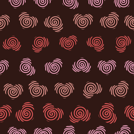 A seamless vector pattern with rows of hearts with swirls on them. Surface print design.のイラスト素材