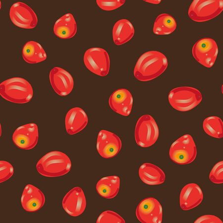 A seamless vector pattern with cherry tomatoes on a dark background. Surface print design.のイラスト素材