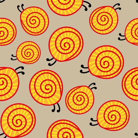 A seamless vector pattern with shy golden snails. Surface print design.のイラスト素材