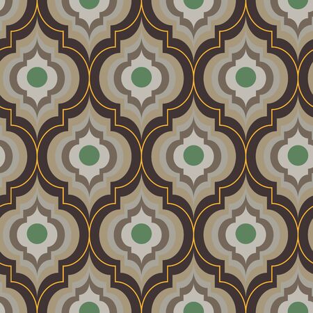 A seamless vector moroccan trellis pattern in sand and brownc colors. Geometric ornate surface print design. Classic pattern in neutral unisex colors.のイラスト素材