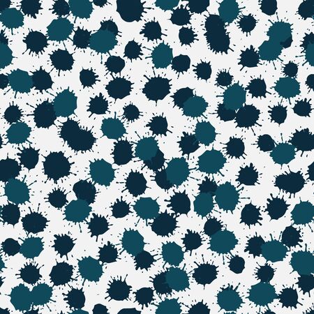 A seamless vector pattern with dark blue ink blobs on a white background. Surface print design. Great for fabrics and stationery.のイラスト素材