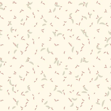A pastel romantic seamless vector pattern with petals and leaves in pale pink color. Minimal surface print design. Great for stationery, backgrounds and textiles.のイラスト素材