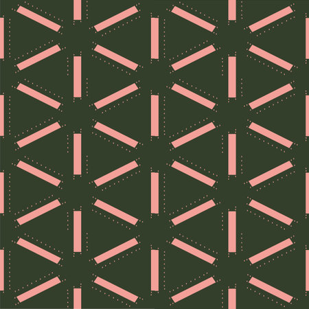 A seamless abstract vector pattern with thick pink lines on a dark background. Unise surface print...