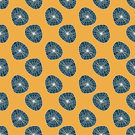 Abstract top view of cactus plants growing on a yellow sand seamless vector pattern. Fun graphic surface print design.のイラスト素材
