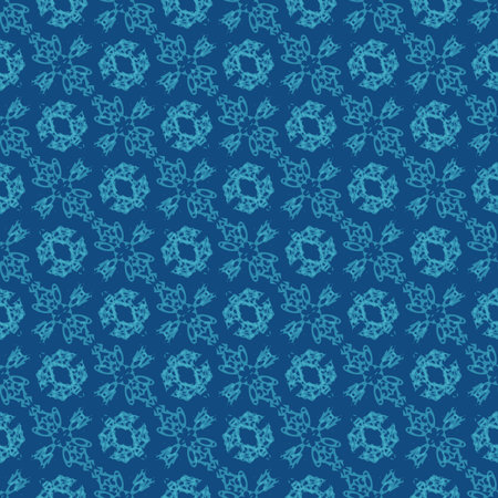 Abstract decorative blue ornamental seamless vector pattern. Unisex monochromatic surface print...