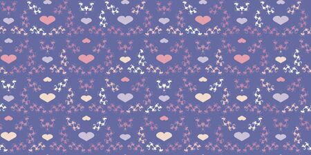 Pastel hearts seamless vector damask pattern on blue. Vintage inspired surface print design. Great for wedding invitationsa, valentines day cards, and wrapping paper.のイラスト素材