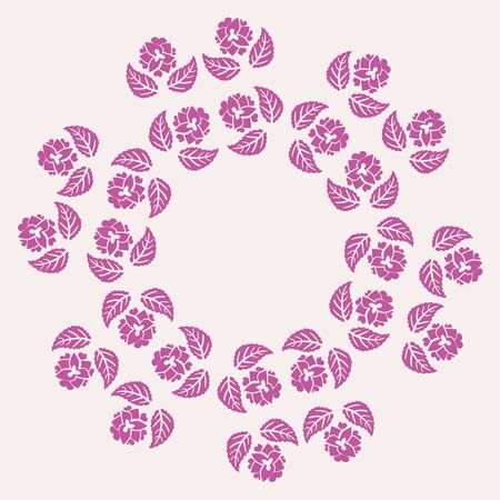 Pink flowers wreath vector illustration. Decorative girly flora wreat with space inside for your text. Great for greeting cards, invitations, tags and labels.のイラスト素材
