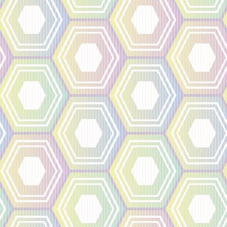 Abstract geometric seamless vector pattern with hexagonal shapes in pastel ombre gradients. Decorative light surface print design for backgrounds, textures, stationery, wrapping paper, and packaging,のイラスト素材