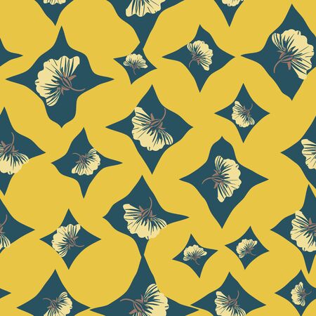 Graphic shapes with floral seamless pattern. Surface print designのイラスト素材