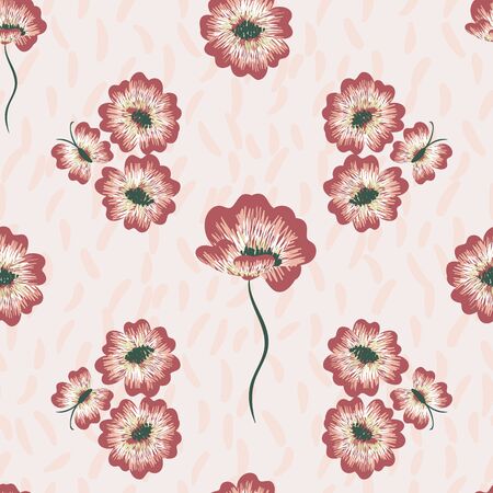 Embroidered flowers and butterflies seamless pattern. Decorative surface print designのイラスト素材