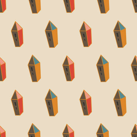 Toy building block houses seamless vector pattern. Childish surface print desgin for fabrics, stationery, textiles, home decor, wrapping paper, and packaging.のイラスト素材