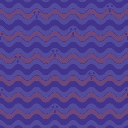 Cursed ghosts emerging from water seamless vector pattern. Halloween nightmare stories inspired...